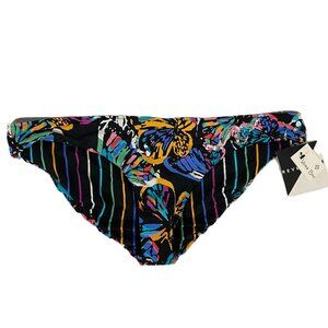 Vera Bradley Bikini Bottoms Black w/ Butterfly & Stripe Patterns Size XL 37 in.